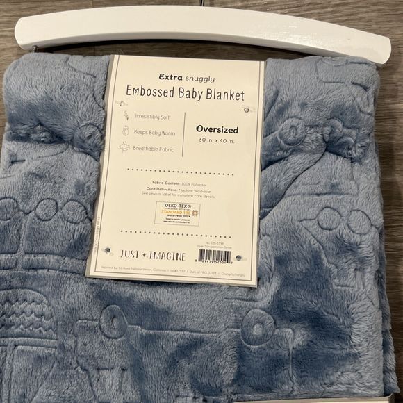 Just Imagine Embossed Baby Blanket Transportation Cars Vehicles Medium Blue New - Picture 7 of 7